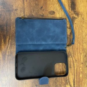 Wallet Phone Cover for I-Phone Magnetic Closure w/Zip closure and hand s…